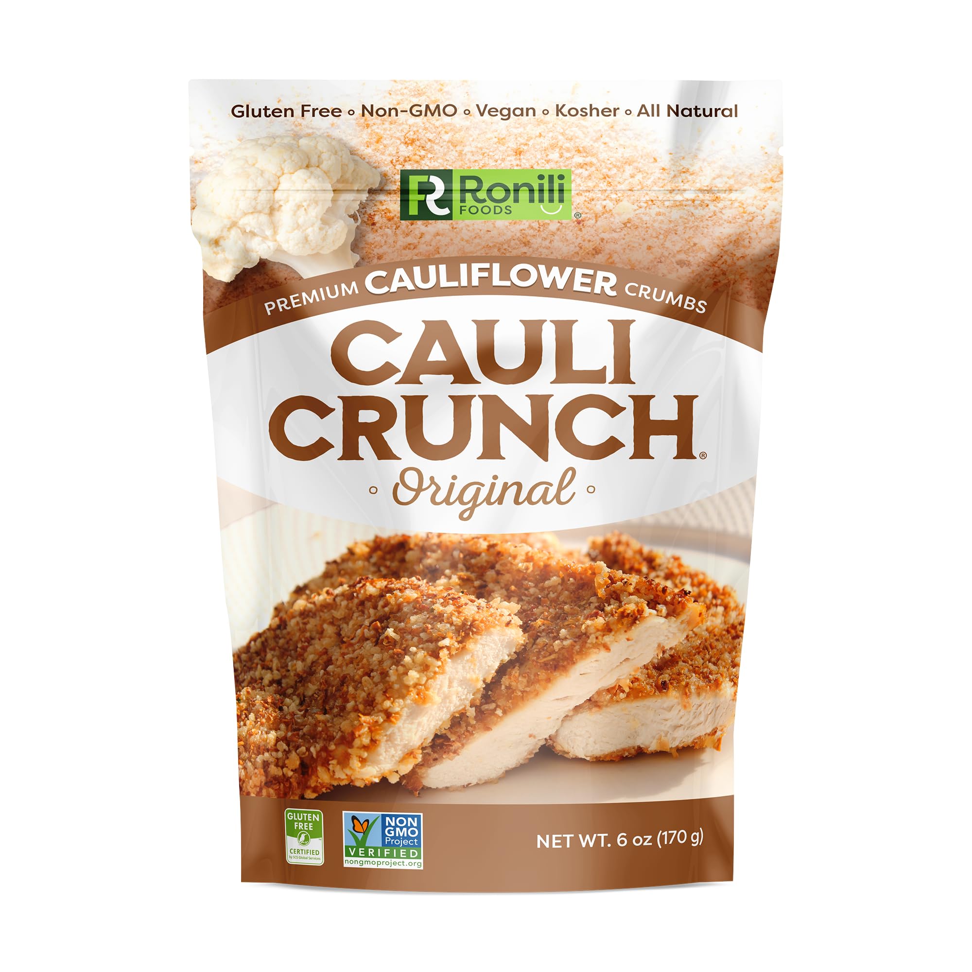 Cauli Crunch | Original Gluten Free Cauliflower Bread Crumbs Bread-Free Breadcrumbs, Certified Gluten Free + NON-GMO, Vegan, Kosher Bread Crumbs, All Natural (Original)